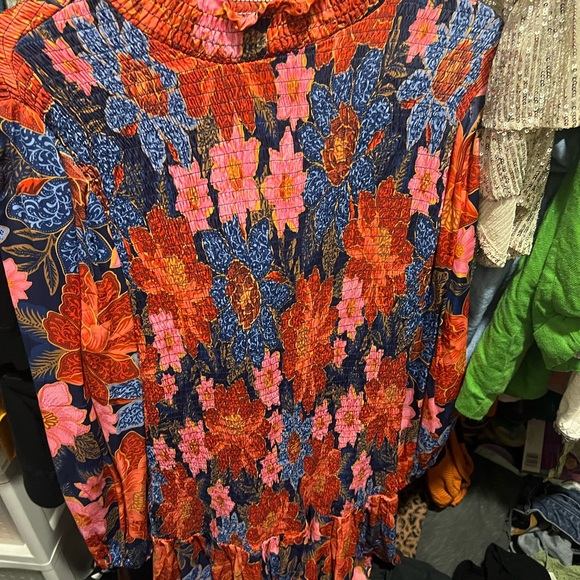 NWOT Farm Rio Navy Garden Smocked Mini Dress Sz M - Picture 5 of 6